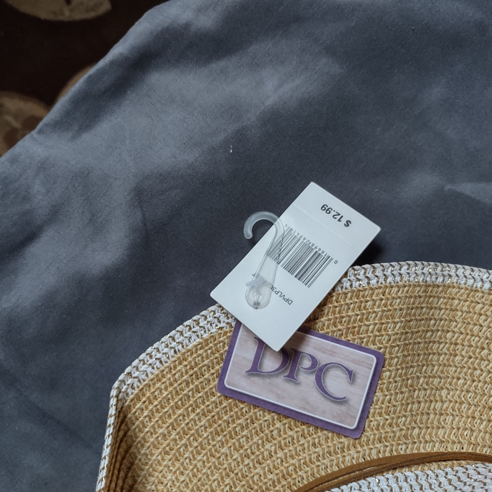 DPC Tan And White 100% Straw Hat/One Size - Picture 5 of 7
